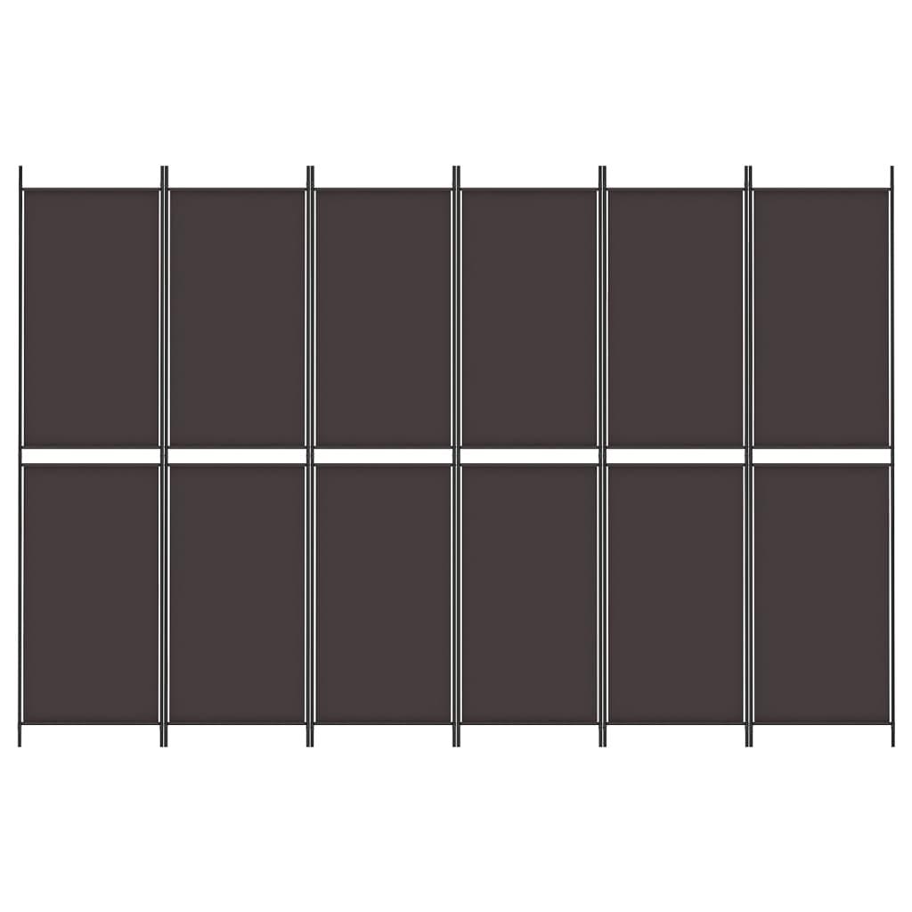 6-Panel Room Divider Brown 300x200 cm Fabric