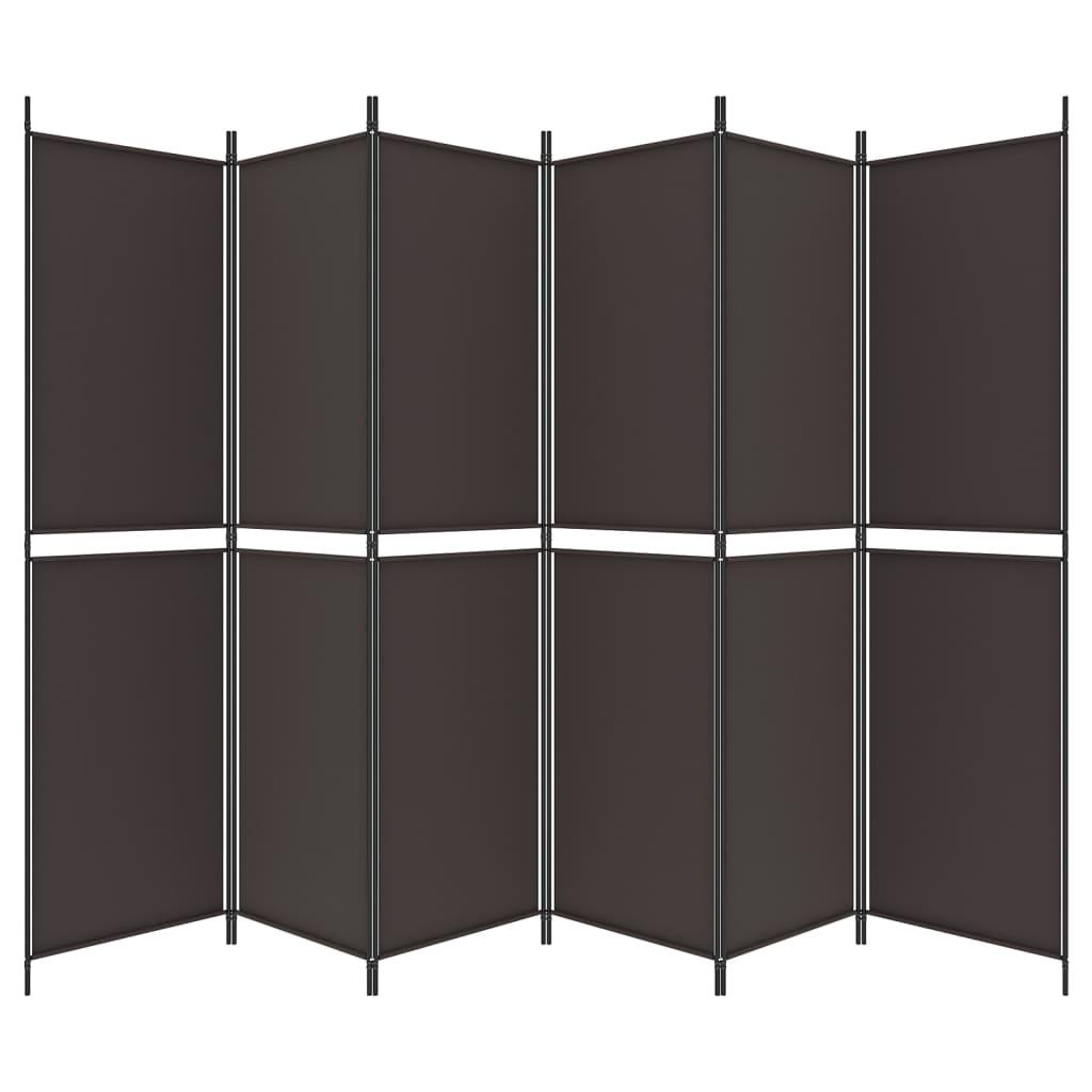 6-Panel Room Divider Brown 300x200 cm Fabric