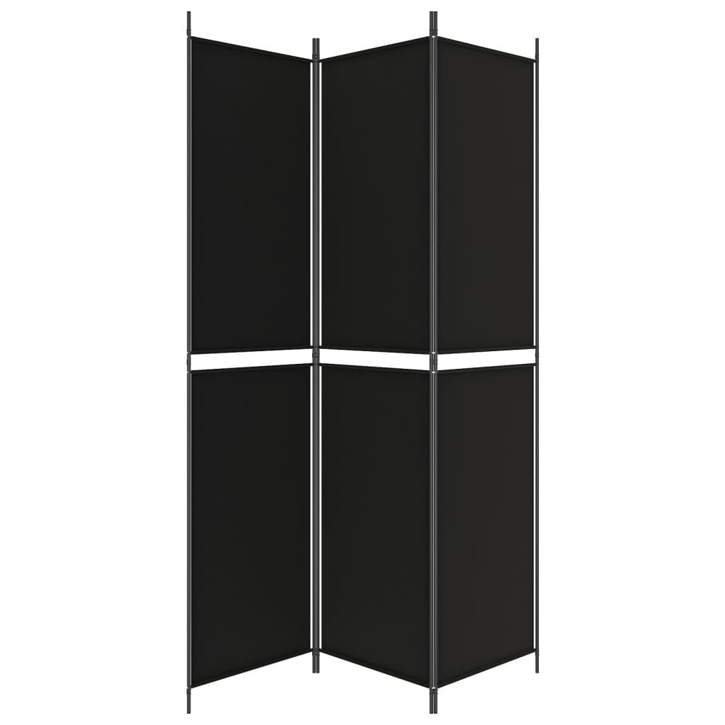 3-Panel Room Divider Black 150x220 cm Fabric