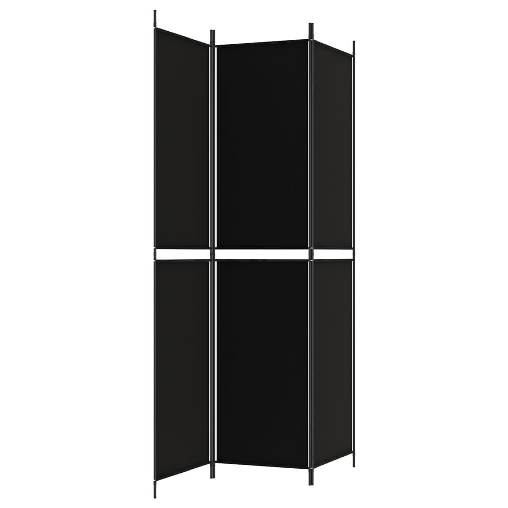3-Panel Room Divider Black 150x220 cm Fabric