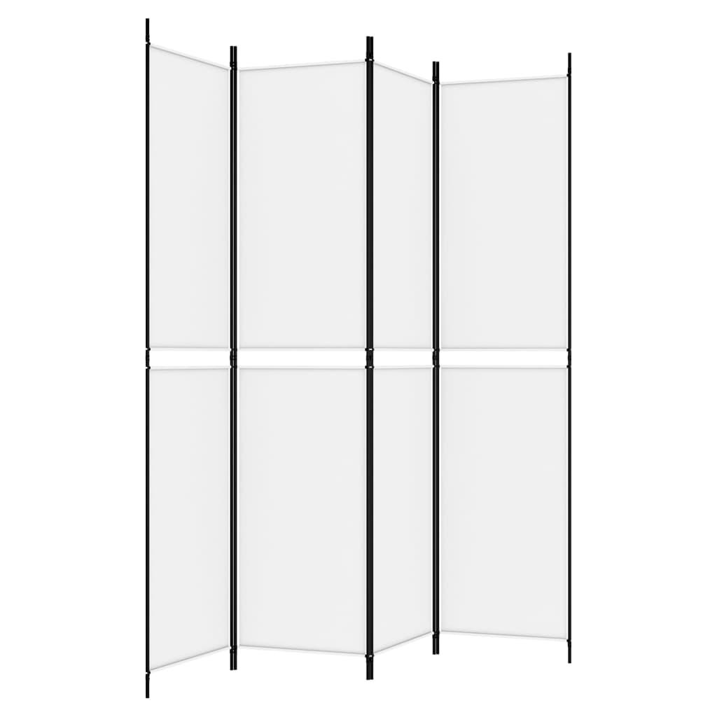 4-Panel Room Divider White 200x220 cm Fabric