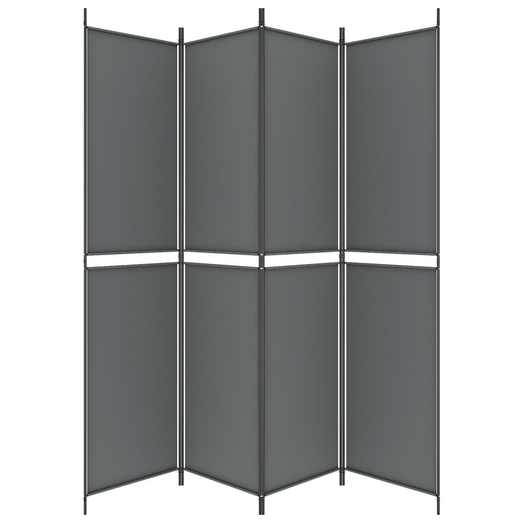 4-Panel Room Divider Anthracite 200x220 cm Fabric