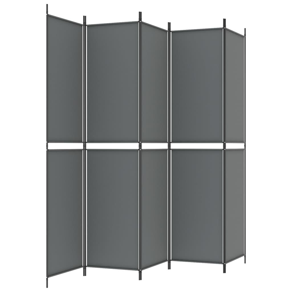 5-Panel Room Divider Anthracite 250x220 cm Fabric