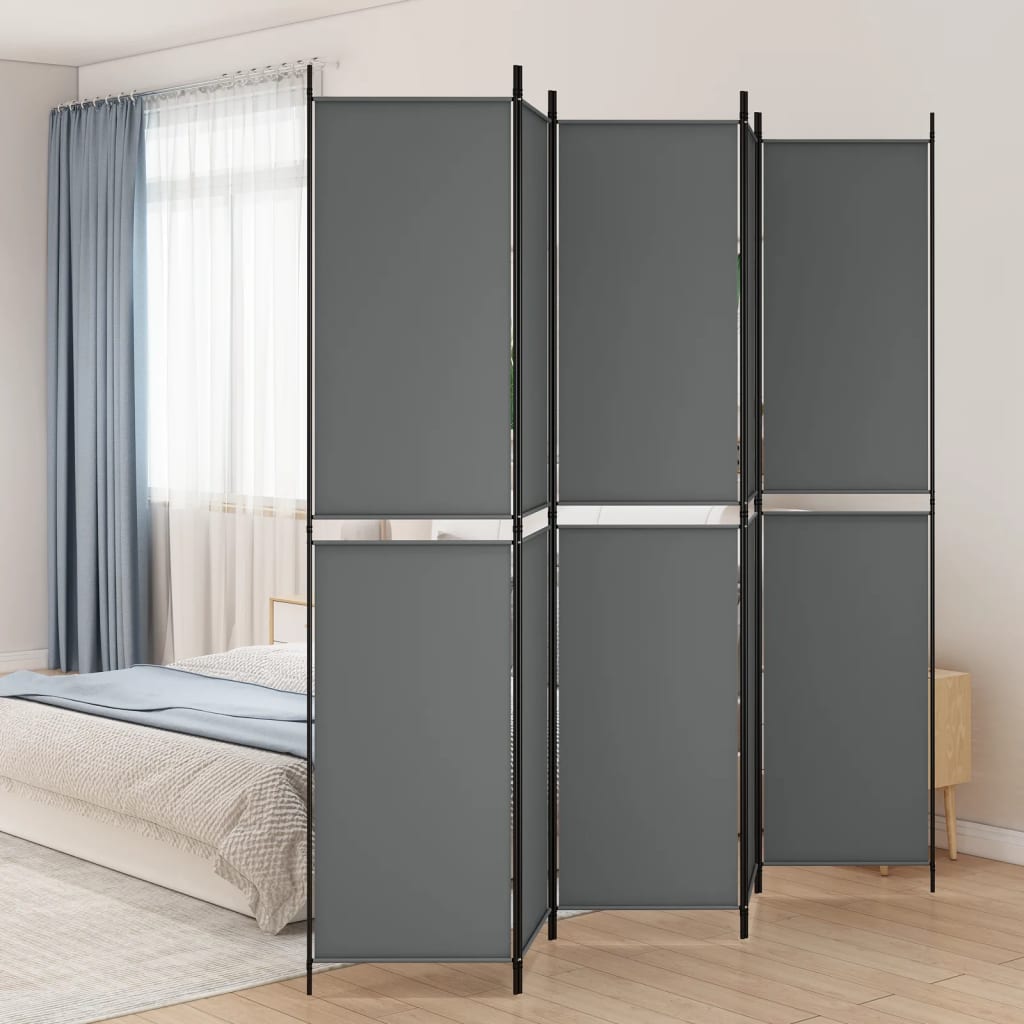 5-Panel Room Divider Anthracite 250x220 cm Fabric