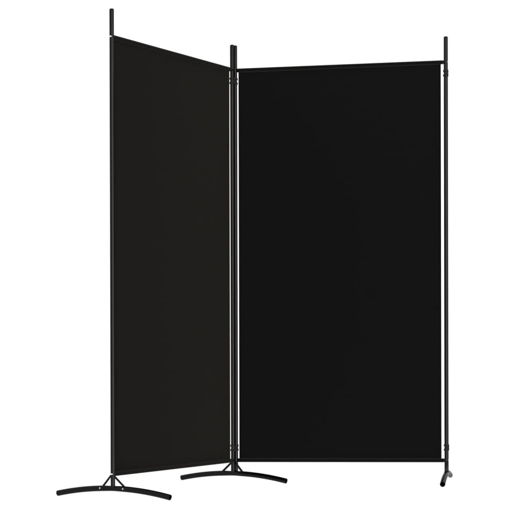 2-Panel Room Divider Black 175x180 cm Fabric