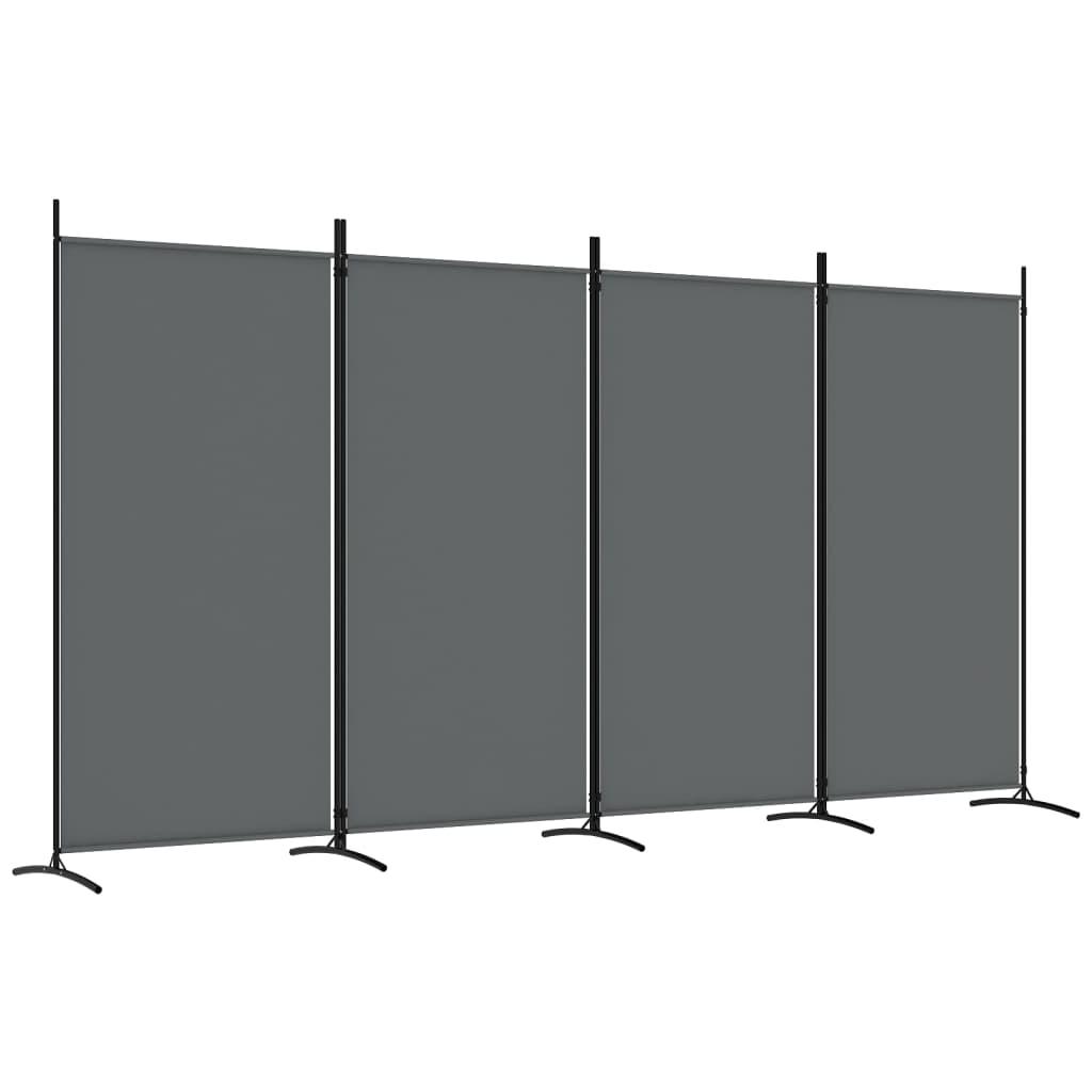 4-Panel Room Divider Anthracite 346x180 cm Fabric