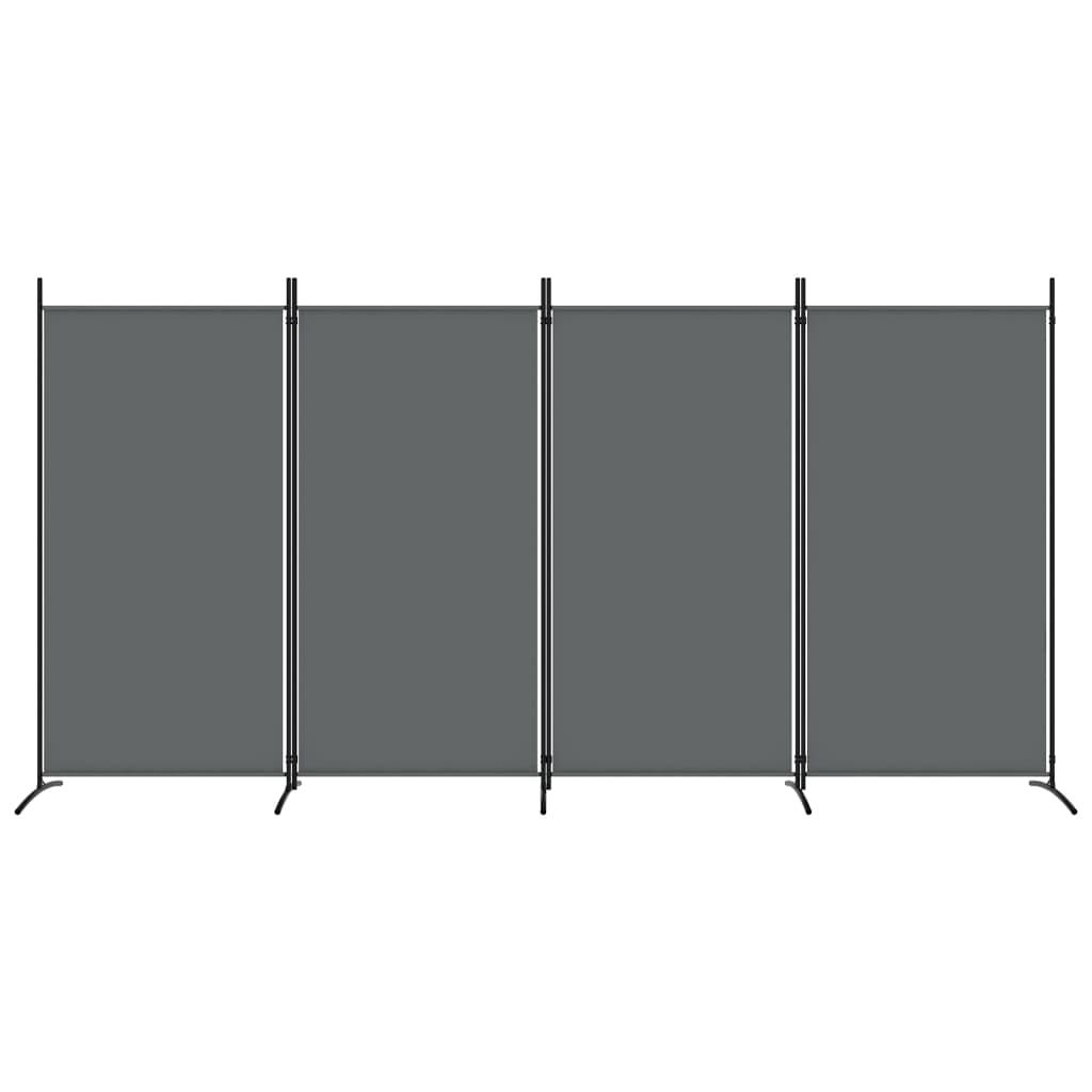 4-Panel Room Divider Anthracite 346x180 cm Fabric