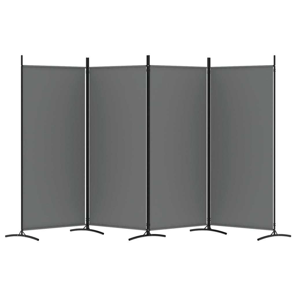 4-Panel Room Divider Anthracite 346x180 cm Fabric