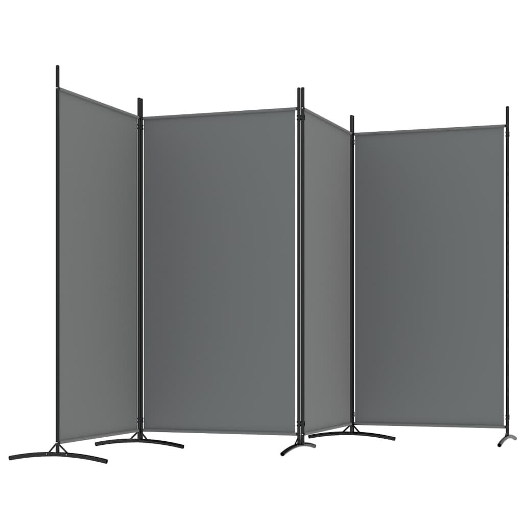 4-Panel Room Divider Anthracite 346x180 cm Fabric