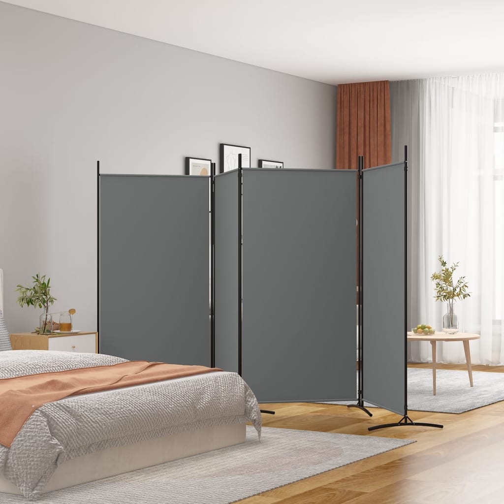 4-Panel Room Divider Anthracite 346x180 cm Fabric