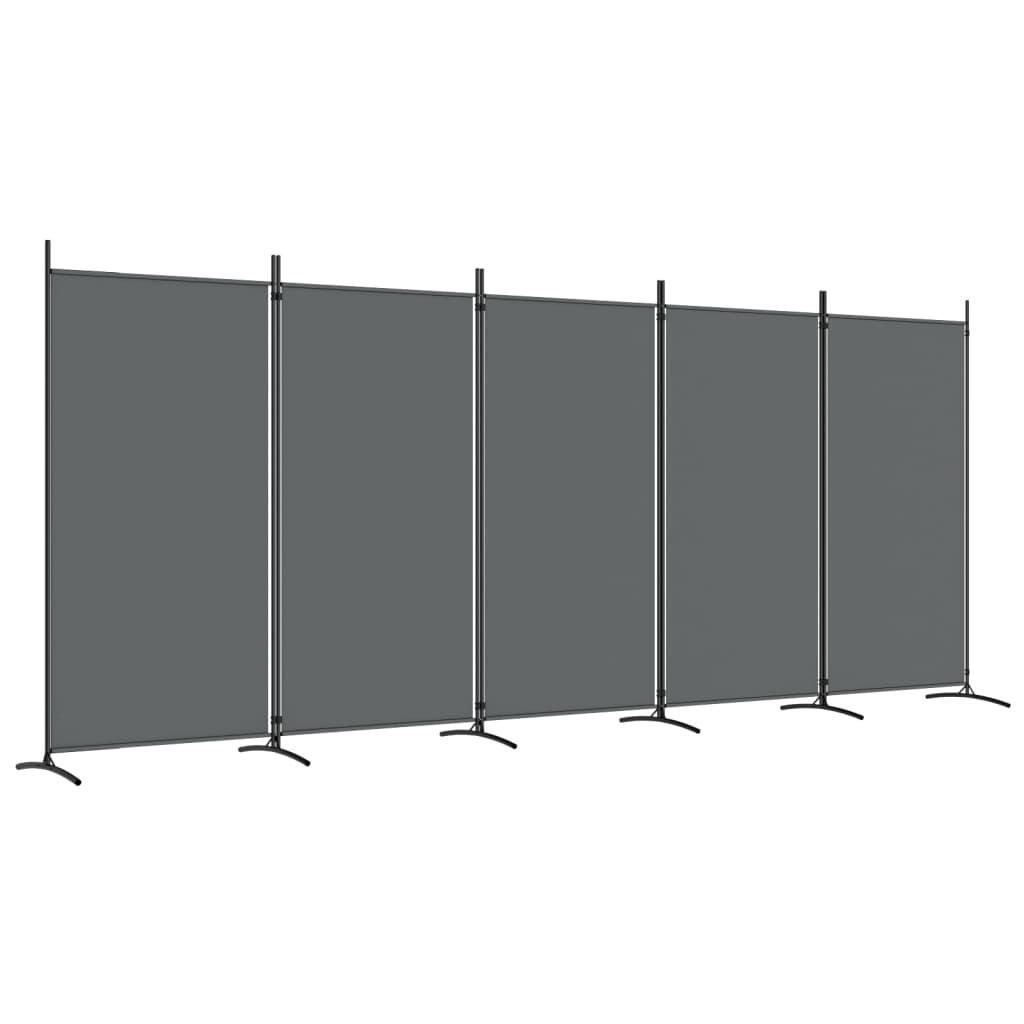 5-Panel Room Divider Anthracite 433x180 cm Fabric