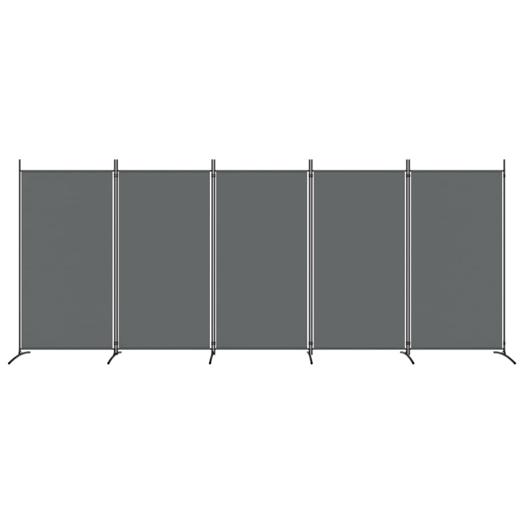 5-Panel Room Divider Anthracite 433x180 cm Fabric