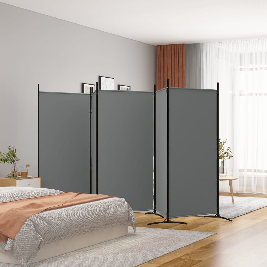 5-Panel Room Divider Anthracite 433x180 cm Fabric