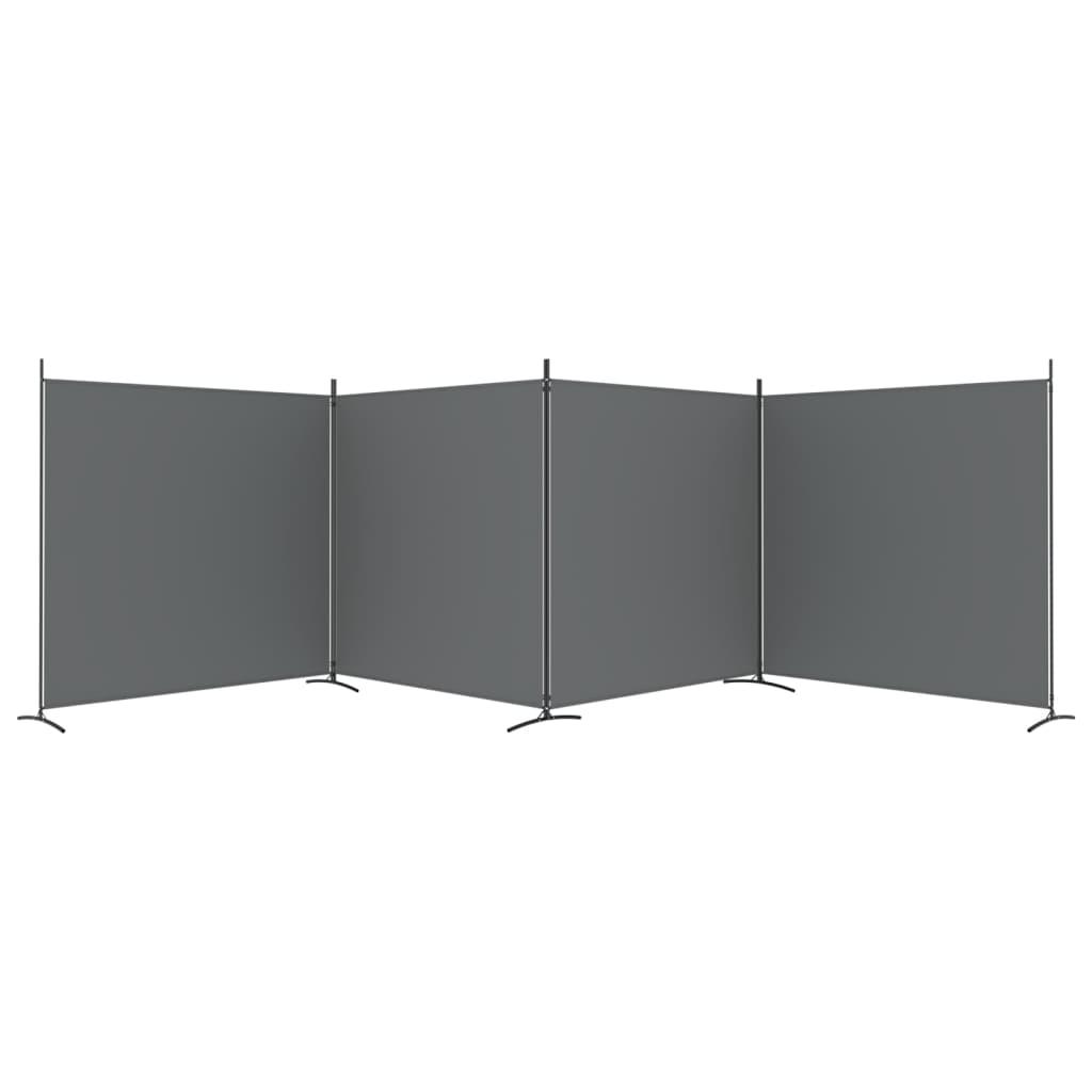 4-Panel Room Divider Anthracite 698x180 cm Fabric