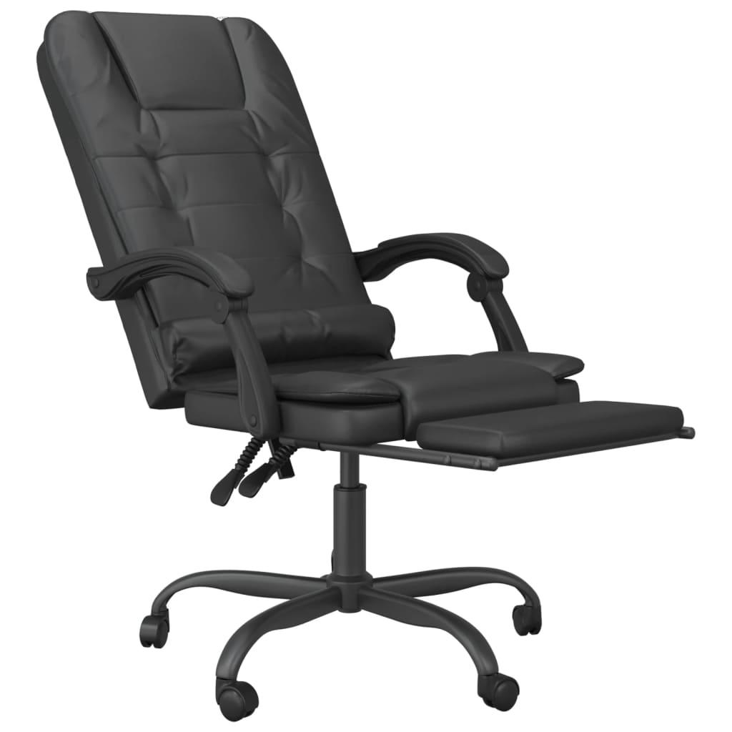 Massage Reclining Office Chair Black Faux Leather