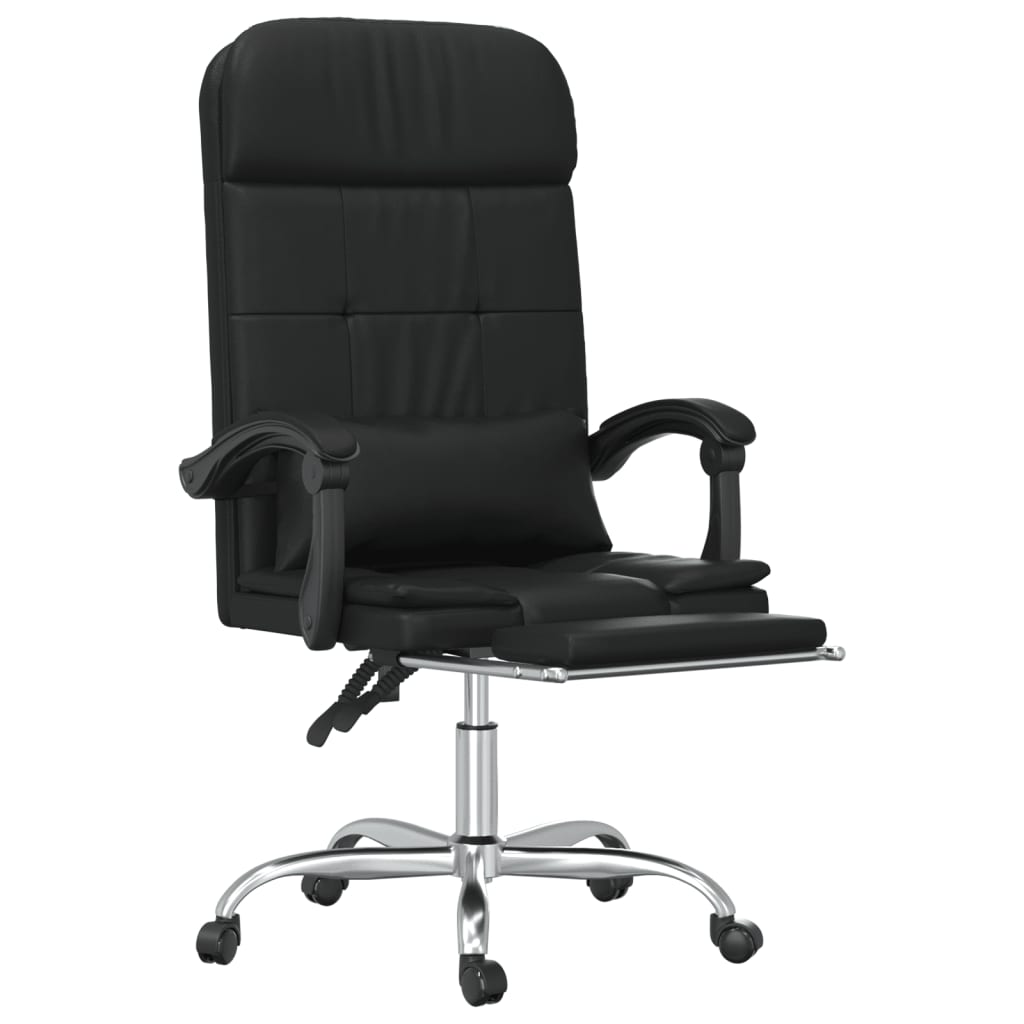 Massage Reclining Office Chair Black Faux Leather