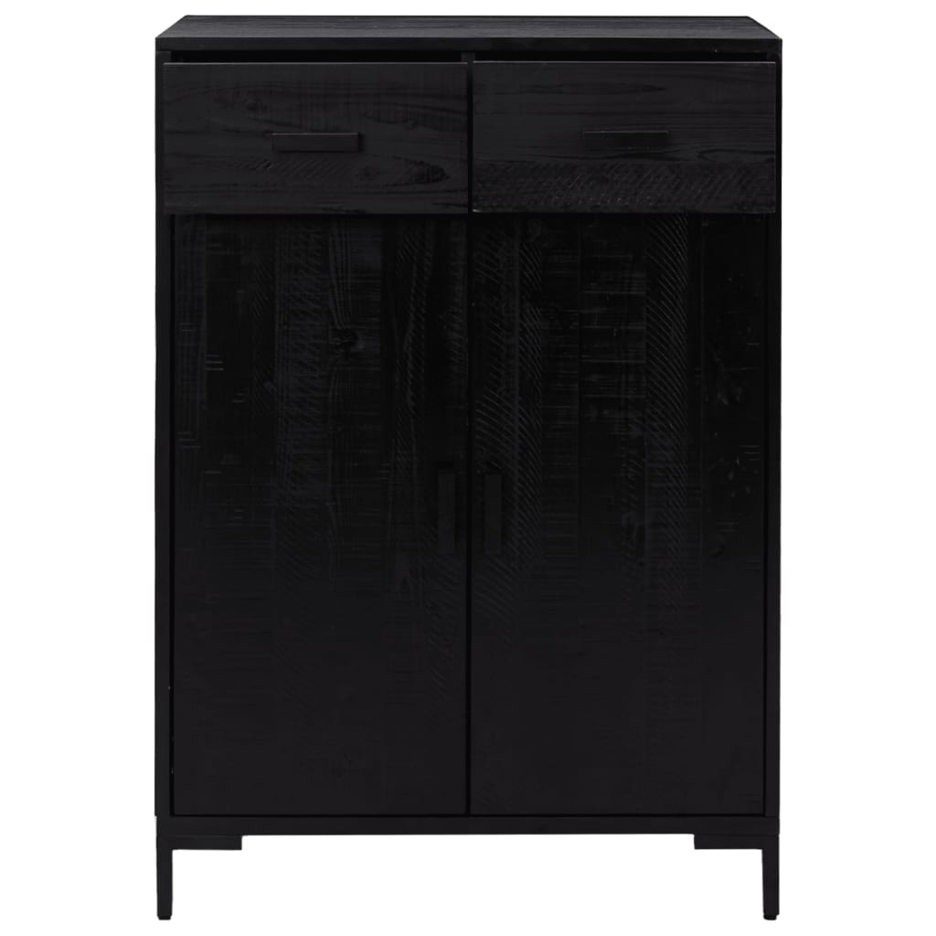 Shoe Rack Black 75x40x110 cm Solid Pinewood