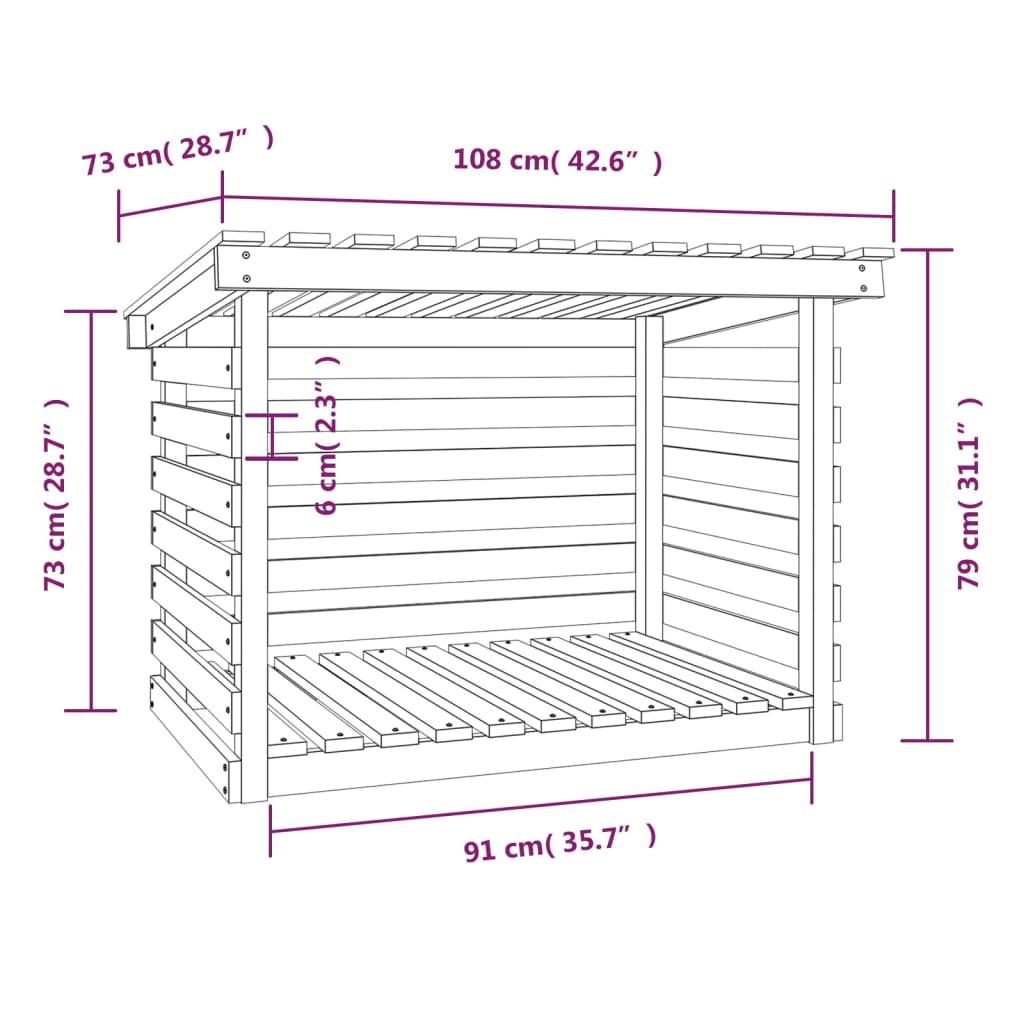 Firewood Rack 108x73x79 cm Solid Wood Pine