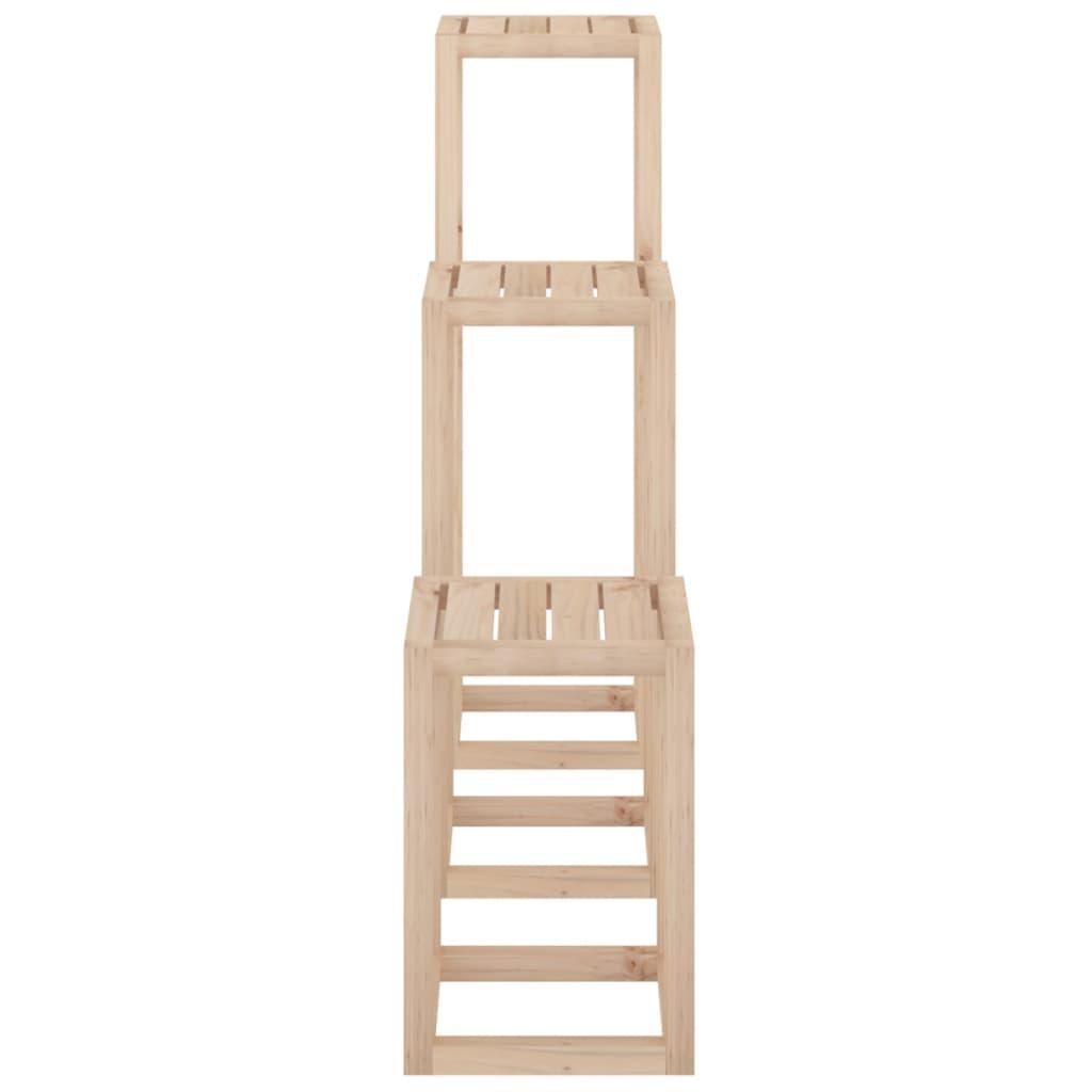 3 Piece Plant Stand Set Solid Wood Pine