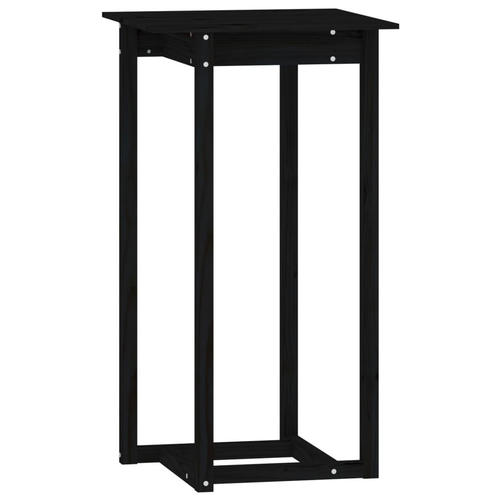 3 Piece Bar Set Black Solid Wood Pine
