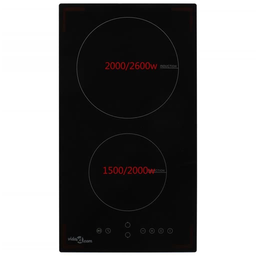 Induction Hob with 2 Burners Touch Control Glass 3500 W
