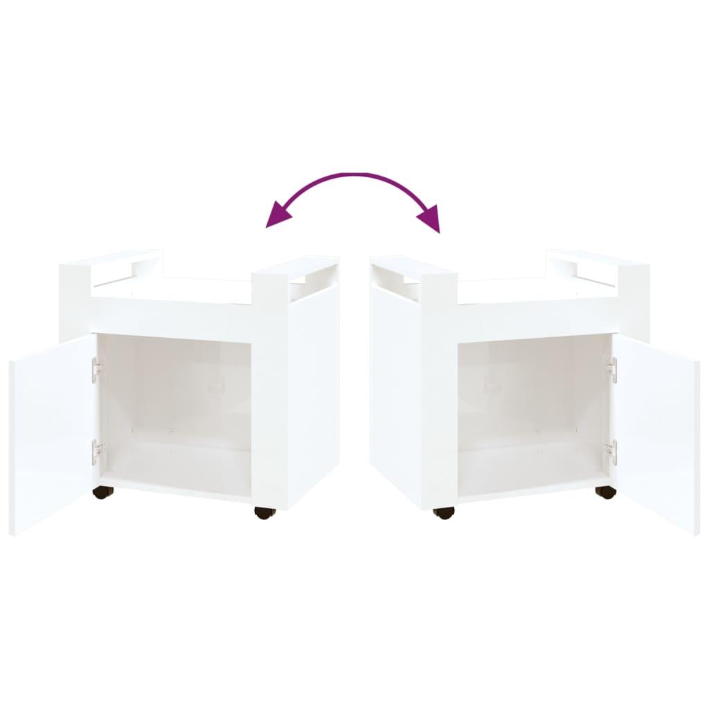 Desk Trolley High Gloss White 60x45x60 cm Engineered Wood