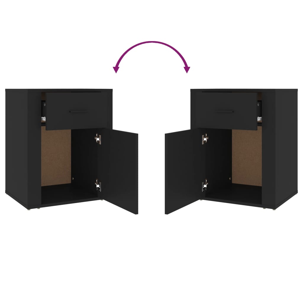 Bedside Cabinet Black 50x36x60 cm Engineered Wood