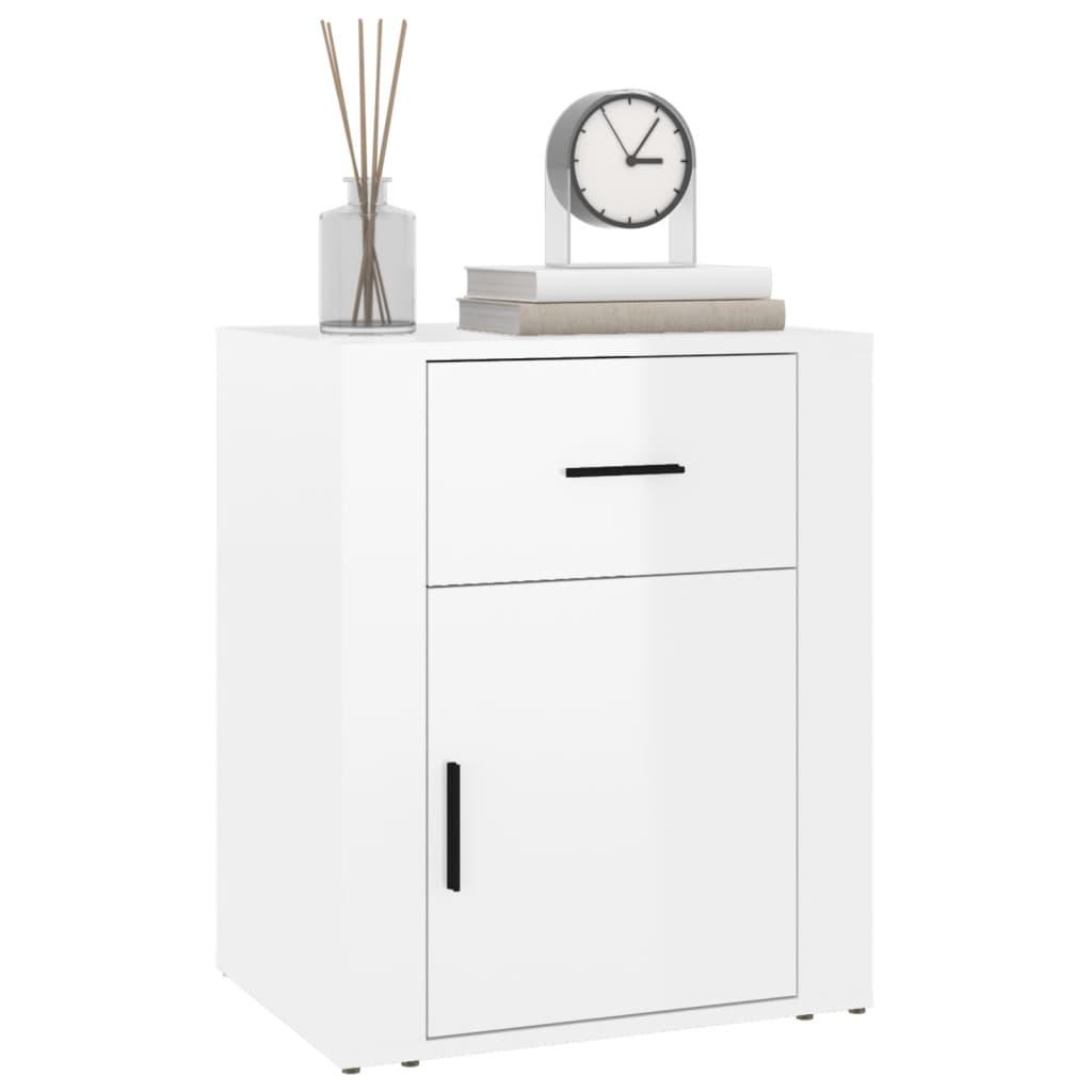 Bedside Cabinet High Gloss White 50x36x60 cm Engineered Wood