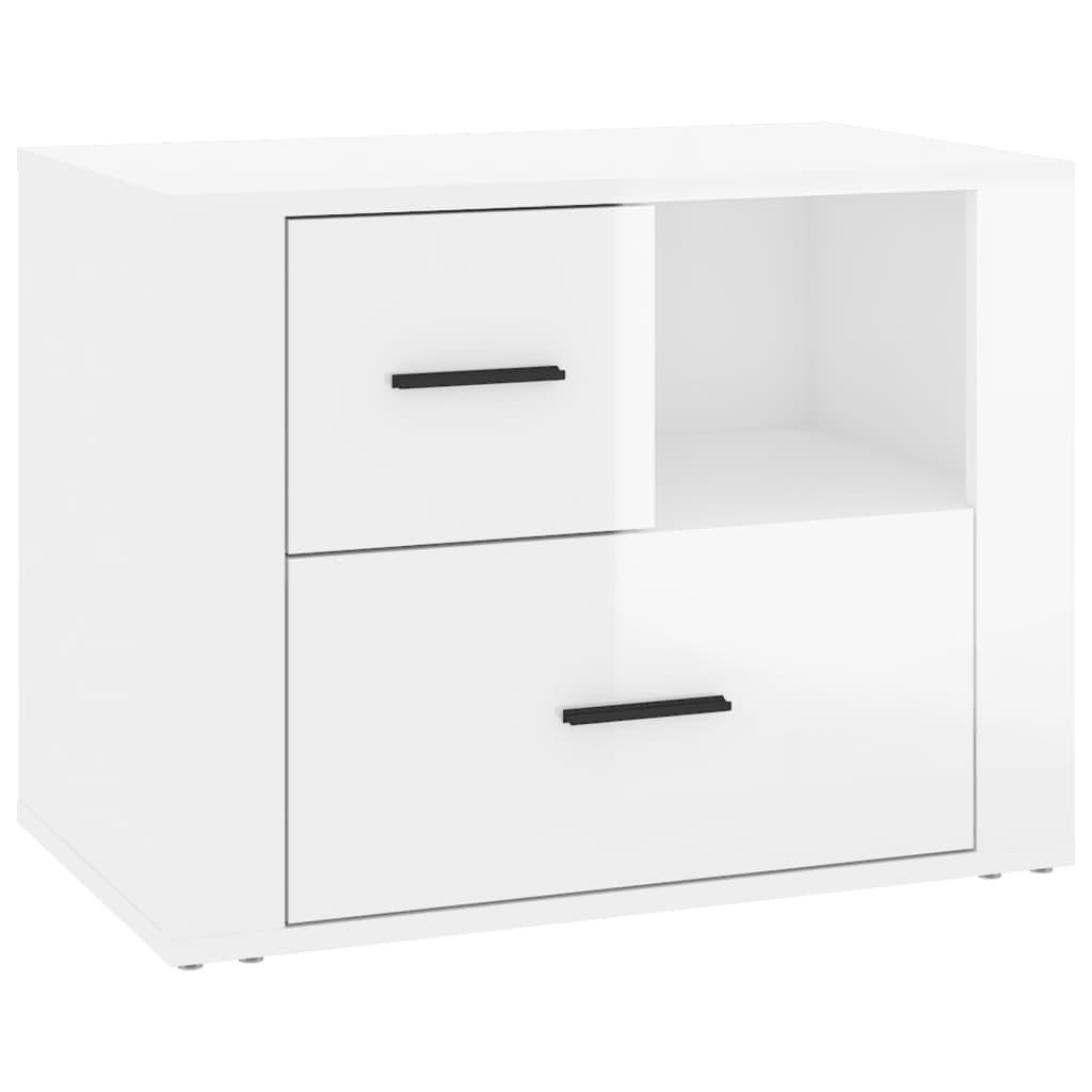 Bedside Cabinet High Gloss White 60x36x45 cm Engineered Wood