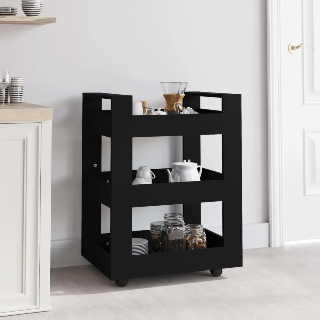 Kitchen Trolley Black 60x45x80 cm Engineered Wood