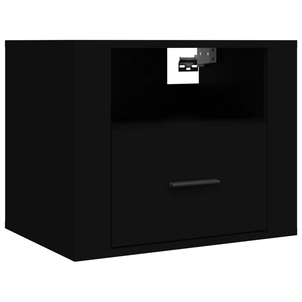 Wall-mounted Bedside Cabinet Black 50x36x40 cm