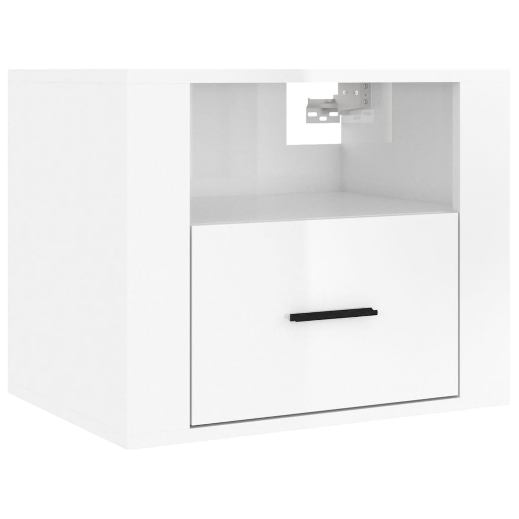 Wall-mounted Bedside Cabinet High Gloss White 50x36x40 cm