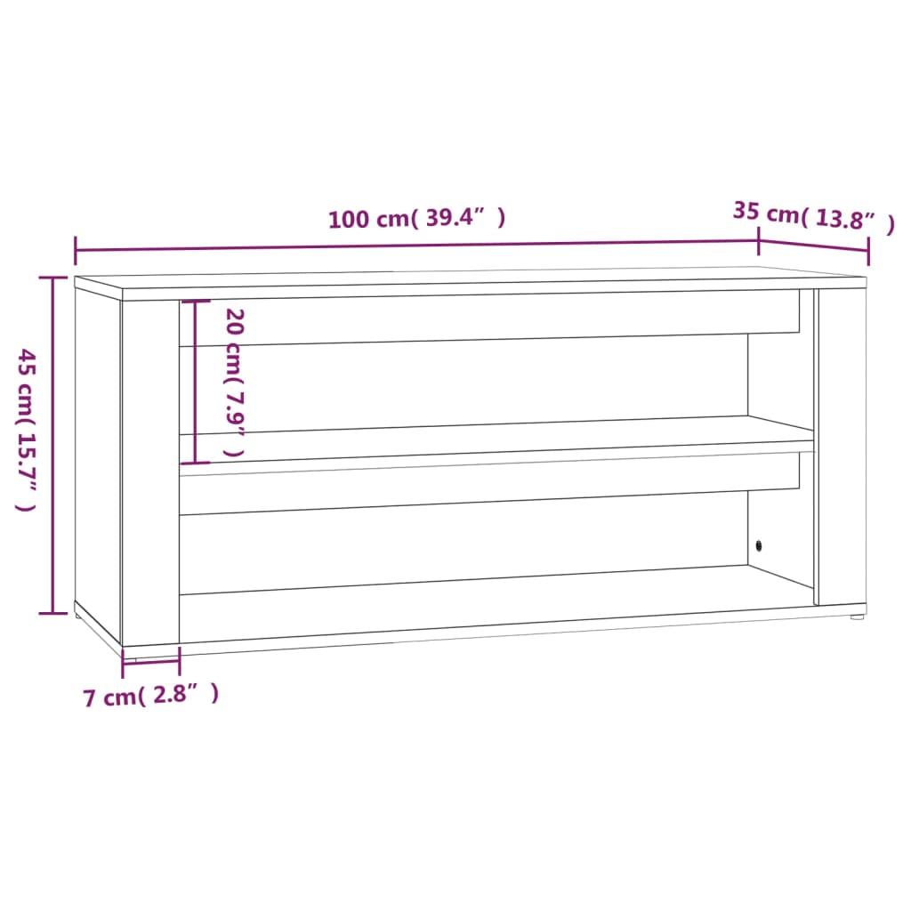 Shoe Rack Black 100x35x45 cm Engineered Wood