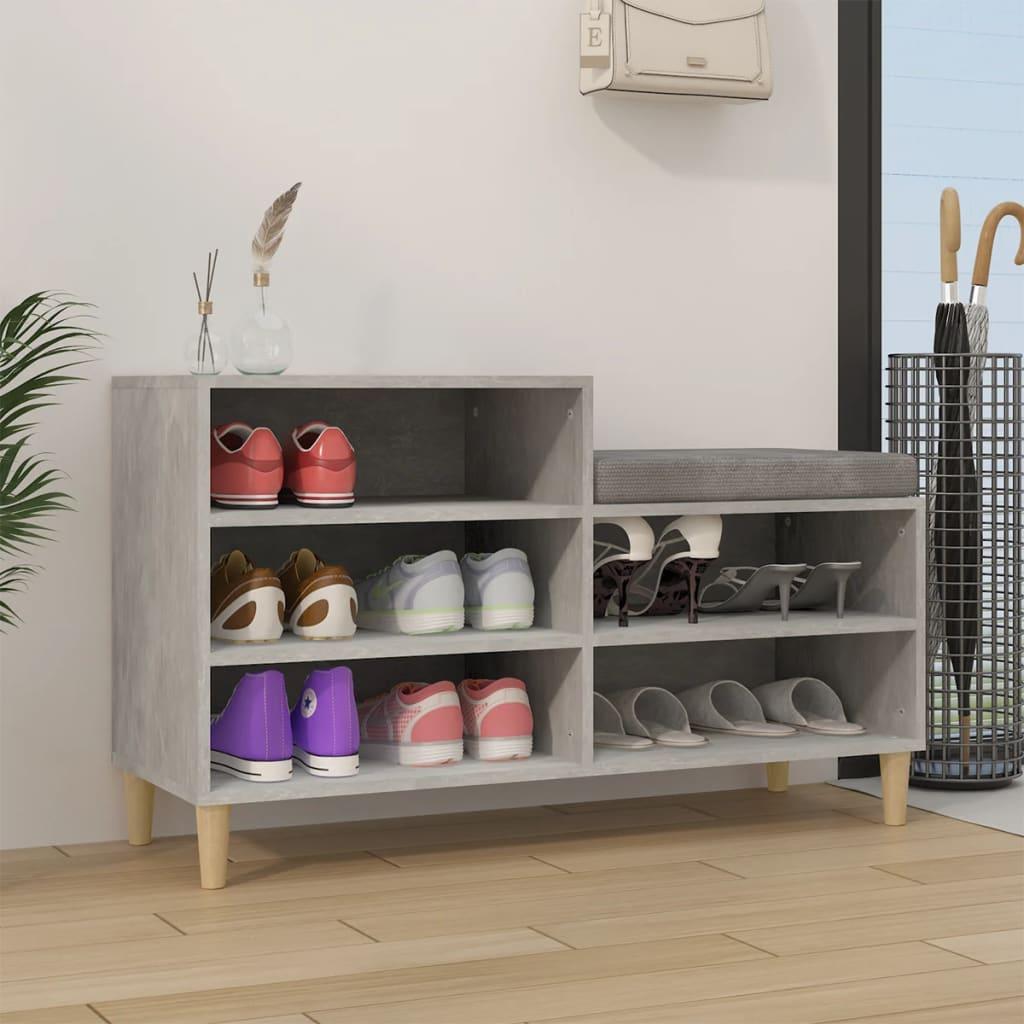 Shoe Cabinet Concrete Grey 102x36x60 cm Engineered Wood