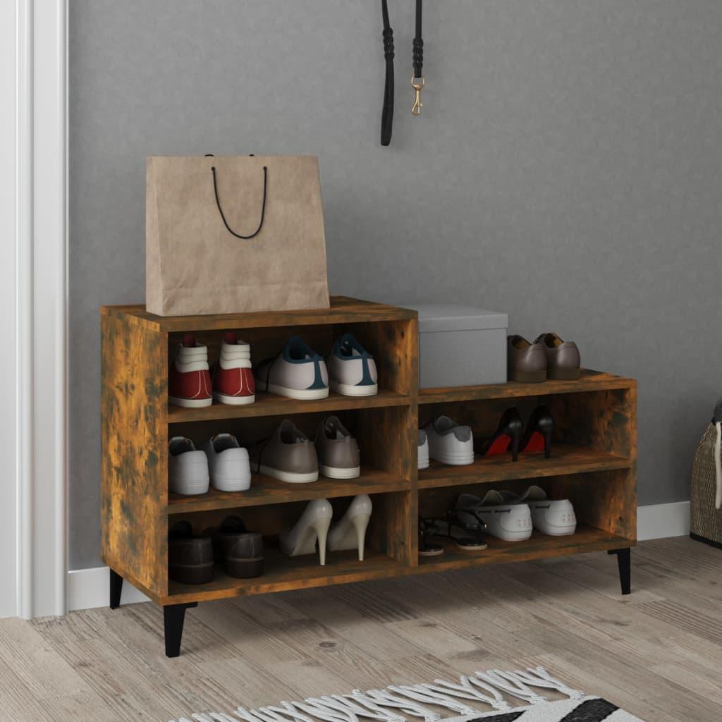 Shoe Cabinet Smoked Oak 102x36x60 cm Engineered Wood