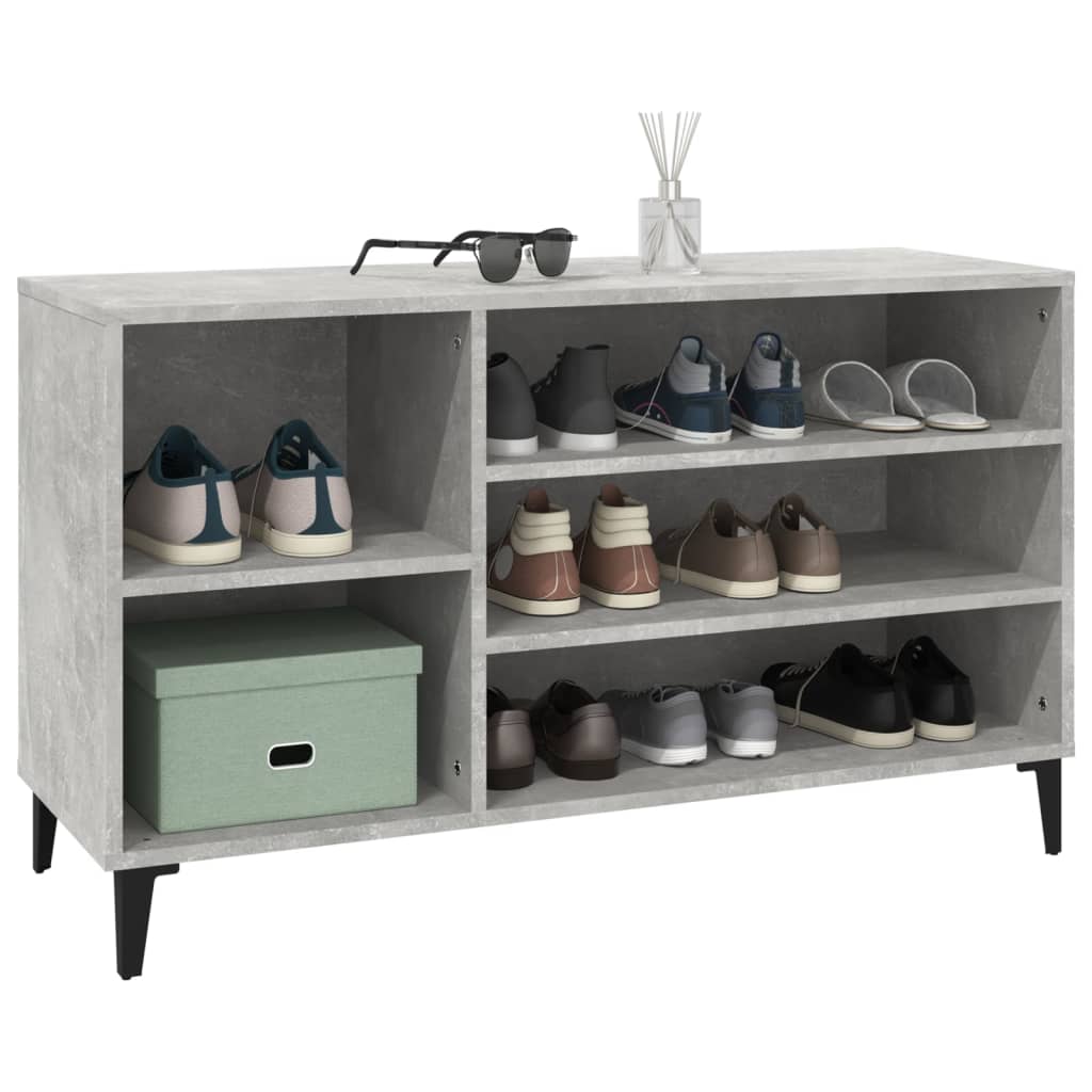Shoe Cabinet Concrete Grey 102x36x60 cm Engineered Wood