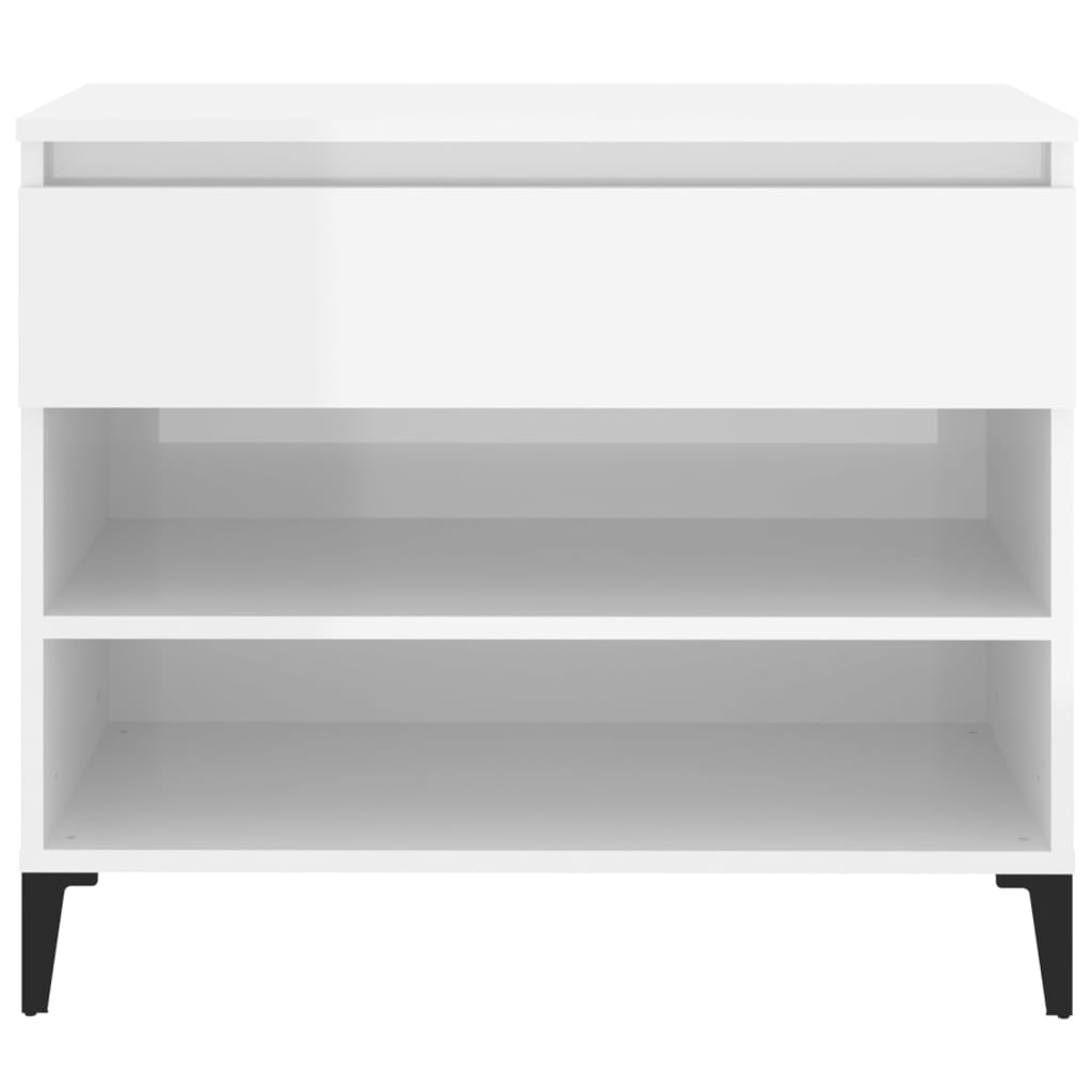 Shoe Cabinet High Gloss White 70x36x60 cm Engineered Wood