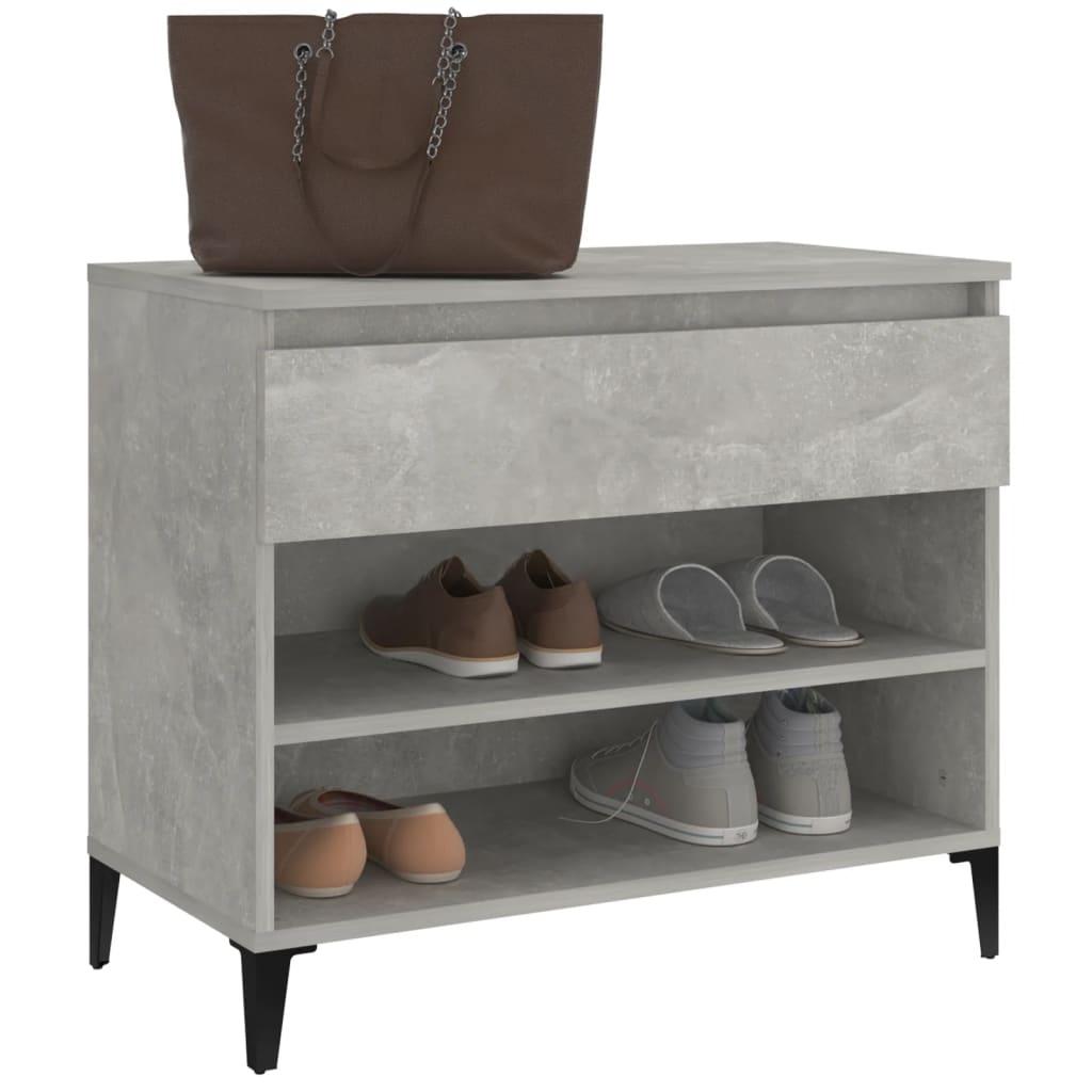 Shoe Cabinet Concrete Grey 70x36x60 cm Engineered Wood