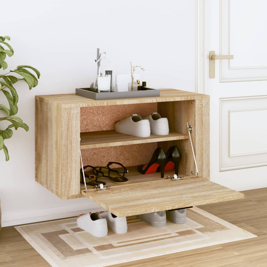 Wall-mounted Shoe Cabinet Sonoma Oak 70x35x38 cm Engineered Wood