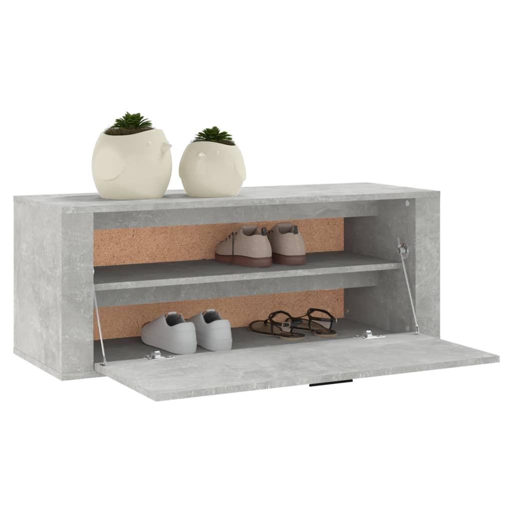 Wall Shoe Cabinet Concrete Grey 100x35x38 cm Engineered Wood