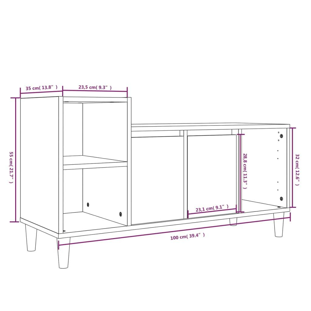 TV Cabinet High Gloss White 100x35x55 cm Engineered Wood