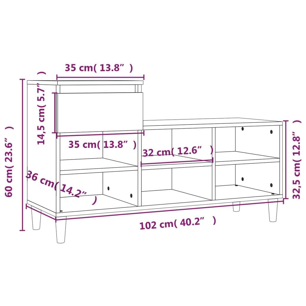 Shoe Cabinet Grey Sonoma 102x36x60 cm Engineered Wood