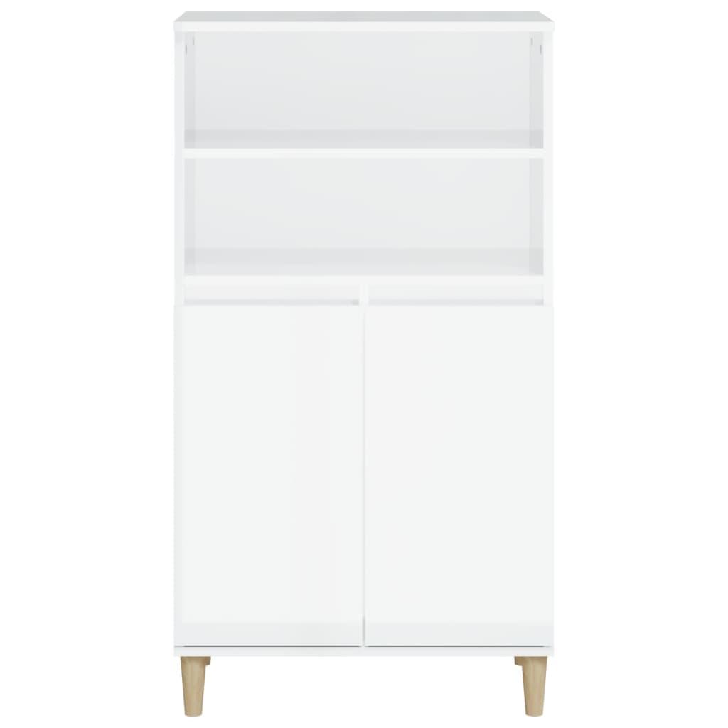 Highboard High Gloss White 60x36x110 cm Engineered Wood