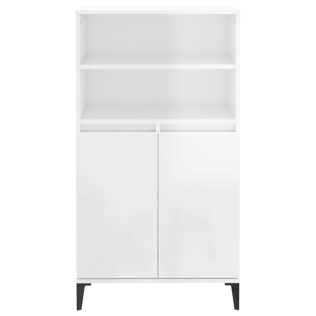 Highboard High Gloss White 60x36x110 cm Engineered Wood