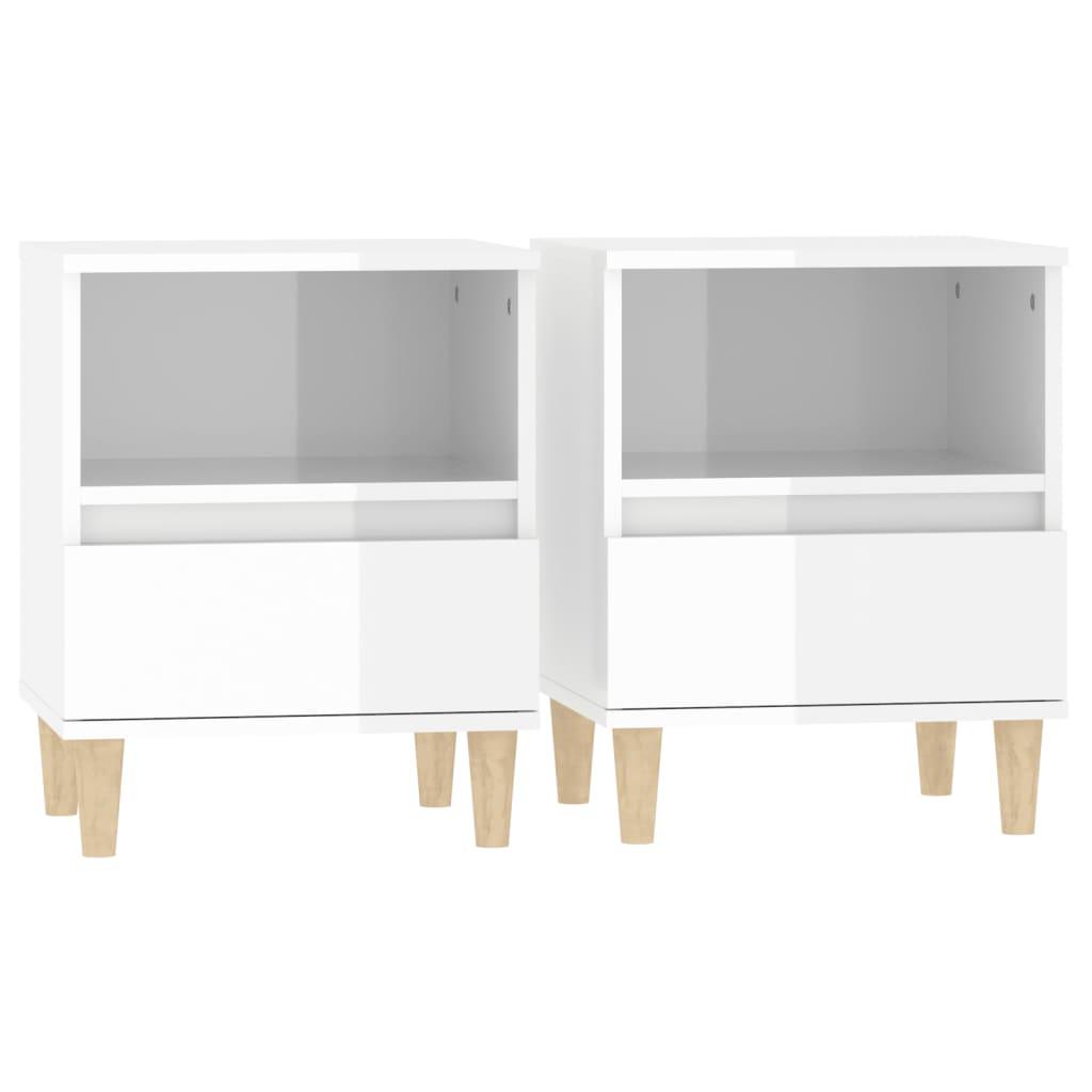 Bedside Cabinets 2 pcs High Gloss White 40x35x50 cm