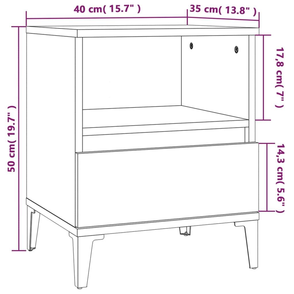 Bedside Cabinet White 40x35x50 cm