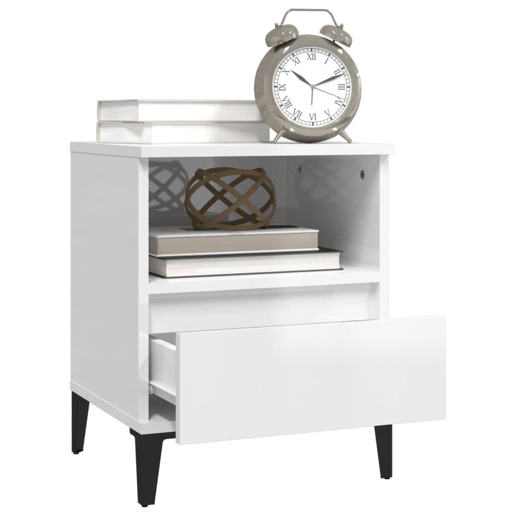 Bedside Cabinet High Gloss White 40x35x50 cm