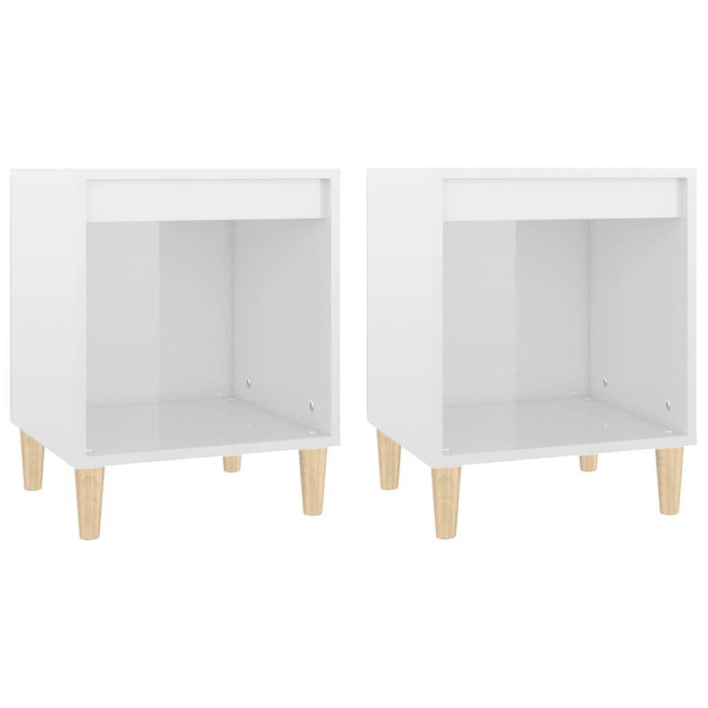 Bedside Cabinets 2 pcs High Gloss White 40x35x50 cm
