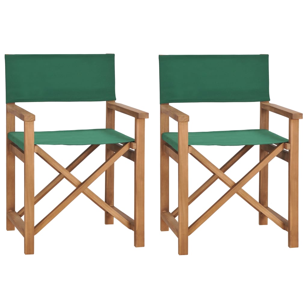 Director's Chairs 2 pcs Solid Wood Teak Green