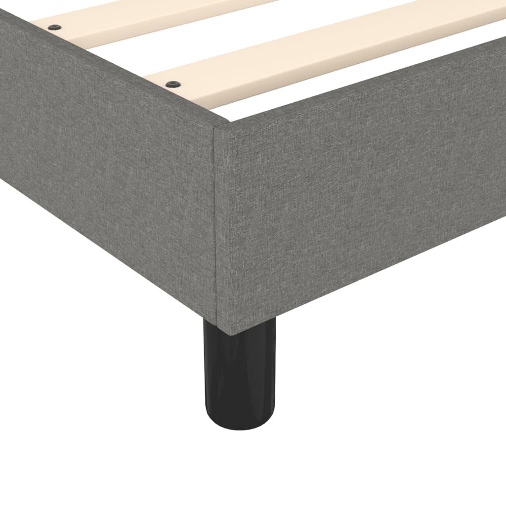 Box Spring Bed Frame Dark Grey Queen Fabric